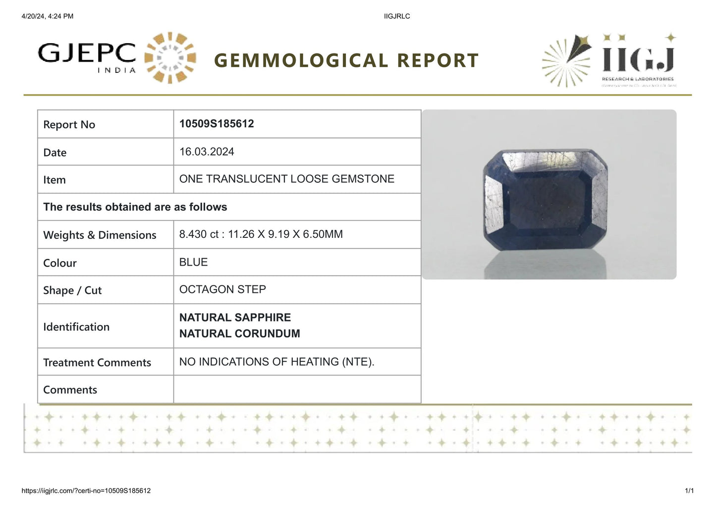 
                    
                      Natural Blue Sapphire (Neelam) 8.43 Carats - Media 6
                    
                  
