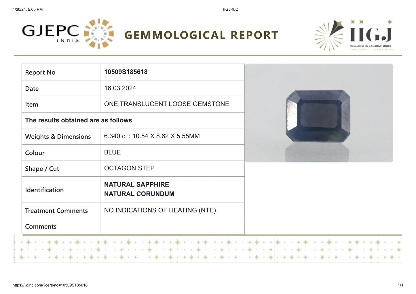 
                    
                      Natural Blue Sapphire (Neelam) 6.34 Carats - Media 6
                    
                  