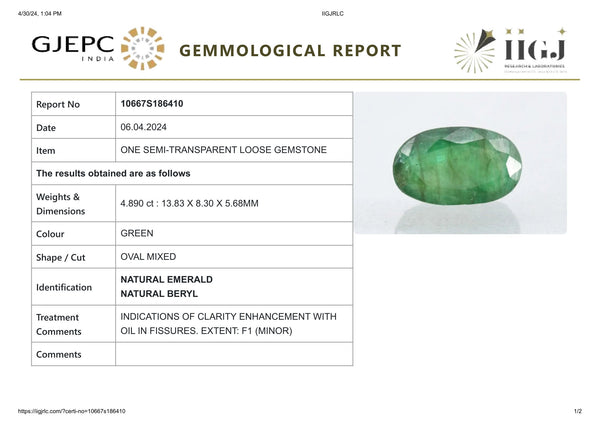Minor Oil Natural Zambian Emerald (Panna) 4.89 Carats - Media 5