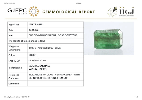 Minor Oil Natural Zambian Emerald (Panna) 3.99 Carats - Media 6