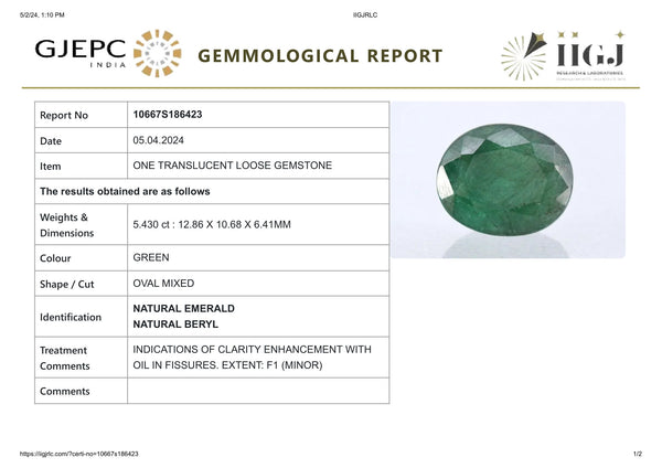 Minor Oil Natural Zambian Emerald (Panna) 5.43 Carats - Media 6