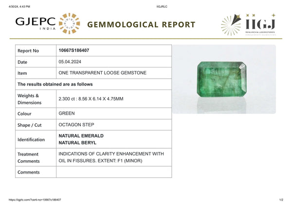 Minor Oil Natural Zambian Emerald (Panna) 2.30 Carats - Media 6