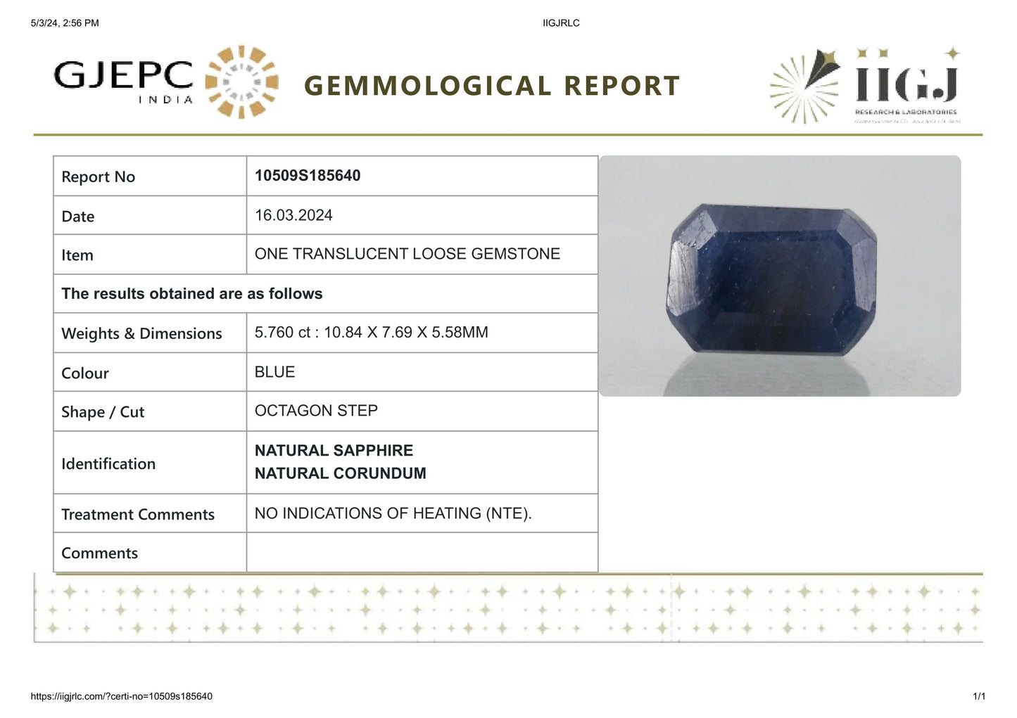
                    
                      Natural Blue Sapphire (Neelam) 5.76 Carats - Media 6
                    
                  