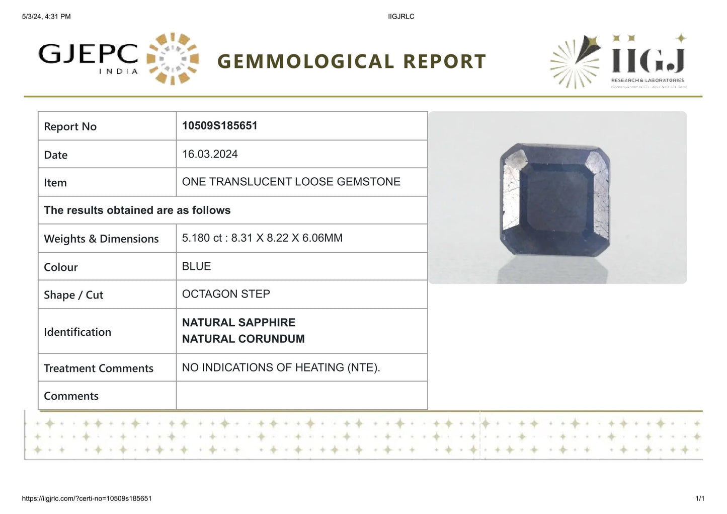 
                    
                      Natural Blue Sapphire (Neelam) 5.18 Carats - Media 6
                    
                  