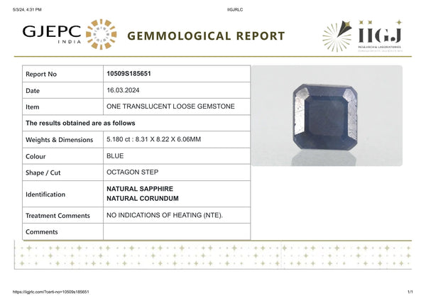 Natural Blue Sapphire (Neelam) 5.18 Carats - Media 6