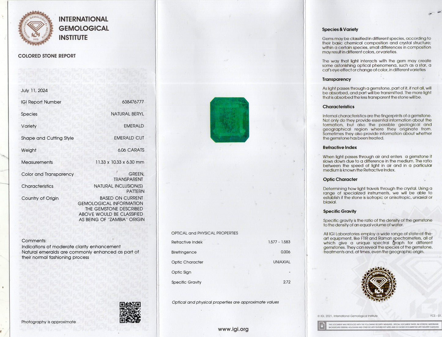 
                    
                      Natural Zambian Emerald (Panna) 6.06 Carats - Media 6
                    
                  