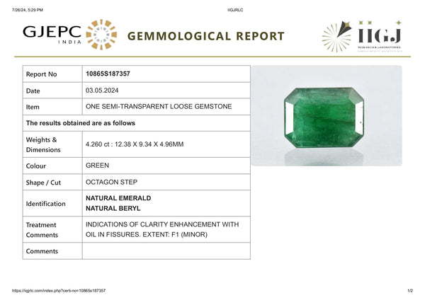 Minor Oil Natural Zambian Emerald (Panna) 4.26 Carats - Media 6