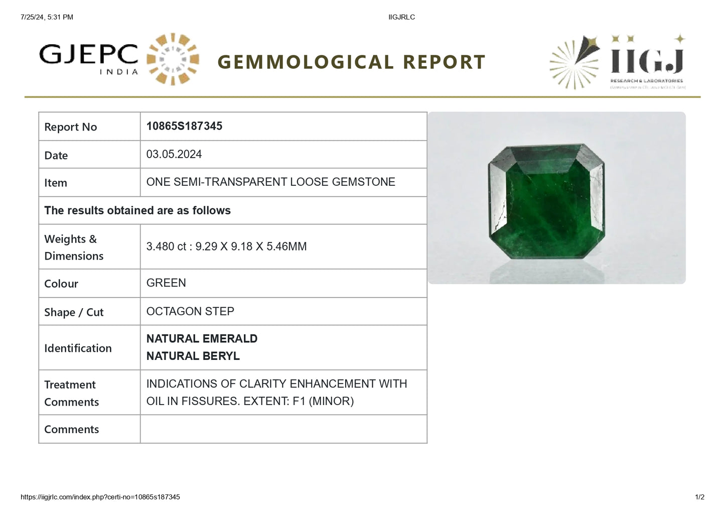 
                    
                      Minor Oil Natural Zambian Emerald (Panna) 3.48 Carats - Media 6
                    
                  