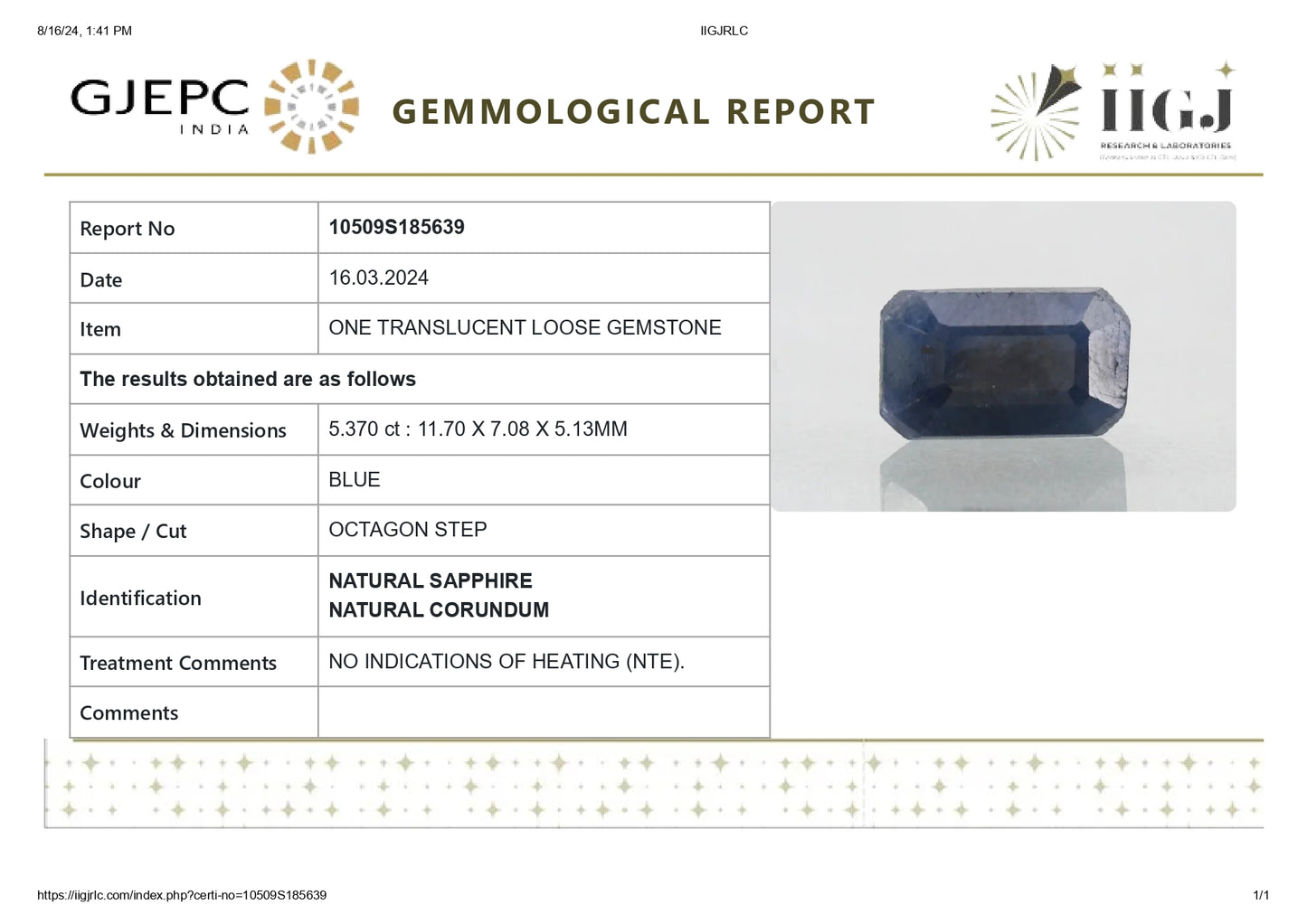 
                    
                      Natural Blue Sapphire (Neelam) 5.37 Carats - Media 6
                    
                  