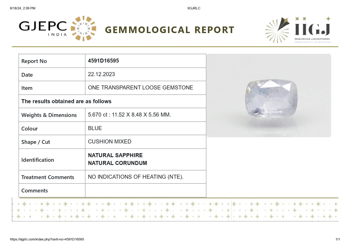 
                    
                      Natural Blue Sapphire (Neelam) 5.67 Carats - Media 6
                    
                  