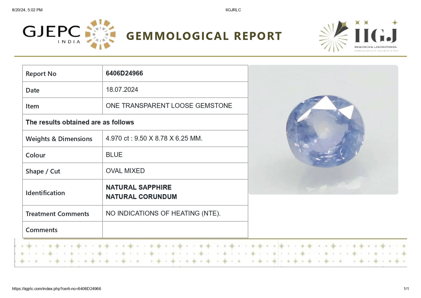 
                    
                      Natural Blue Sapphire (Neelam) 4.97 Carats - Media 6
                    
                  