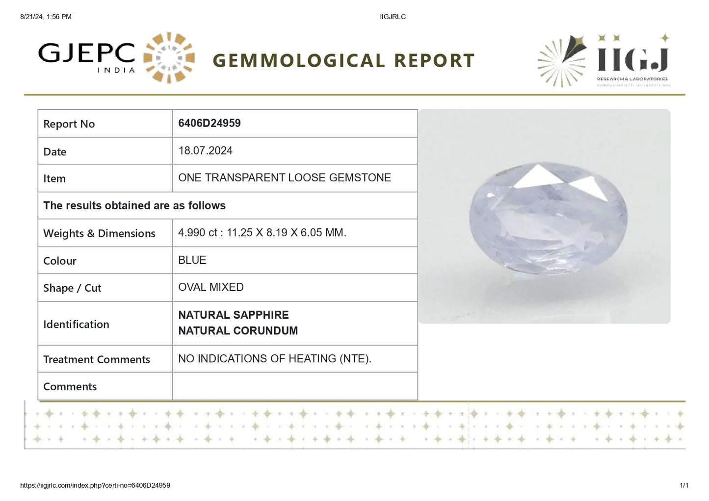 
                    
                      Natural Blue Sapphire (Neelam) 4.99 Carats - Media 6
                    
                  