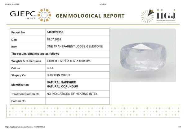 Natural Blue Sapphire (Neelam) 6.55 Carats - Media 6
