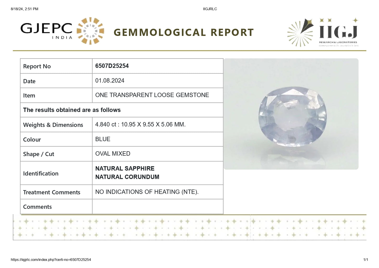 
                    
                      Natural Blue Sapphire (Neelam) 4.84 Carats - Media 6
                    
                  