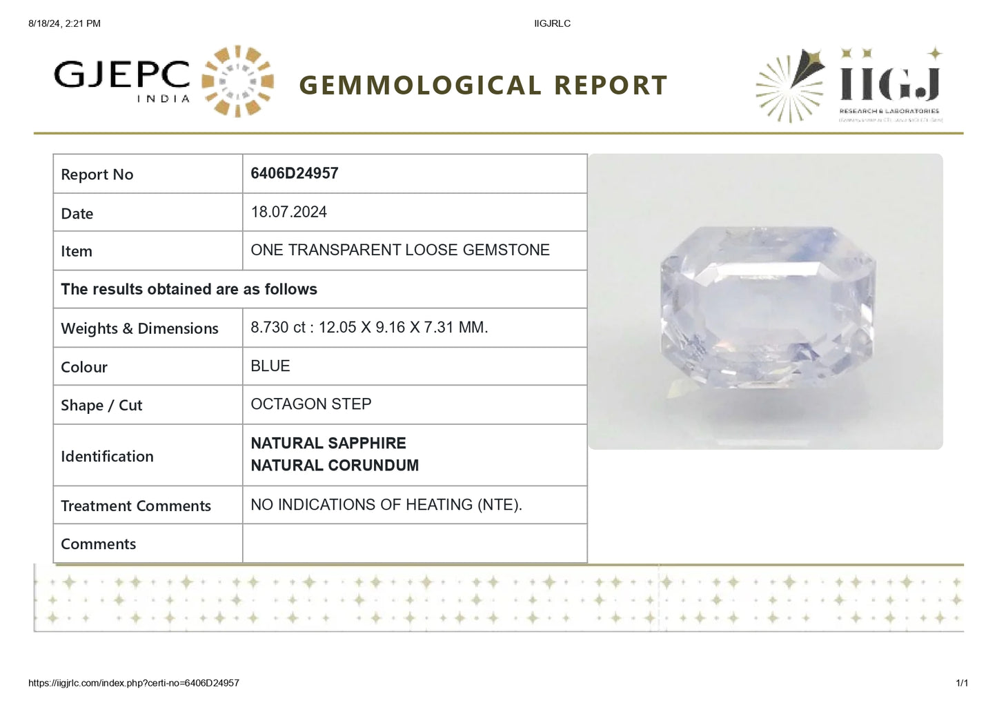 
                    
                      Natural Blue Sapphire (Neelam) 8.73 Carats - Media 6
                    
                  