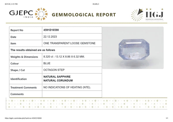 Natural Blue Sapphire (Neelam) 8.32 Carats - Media 6