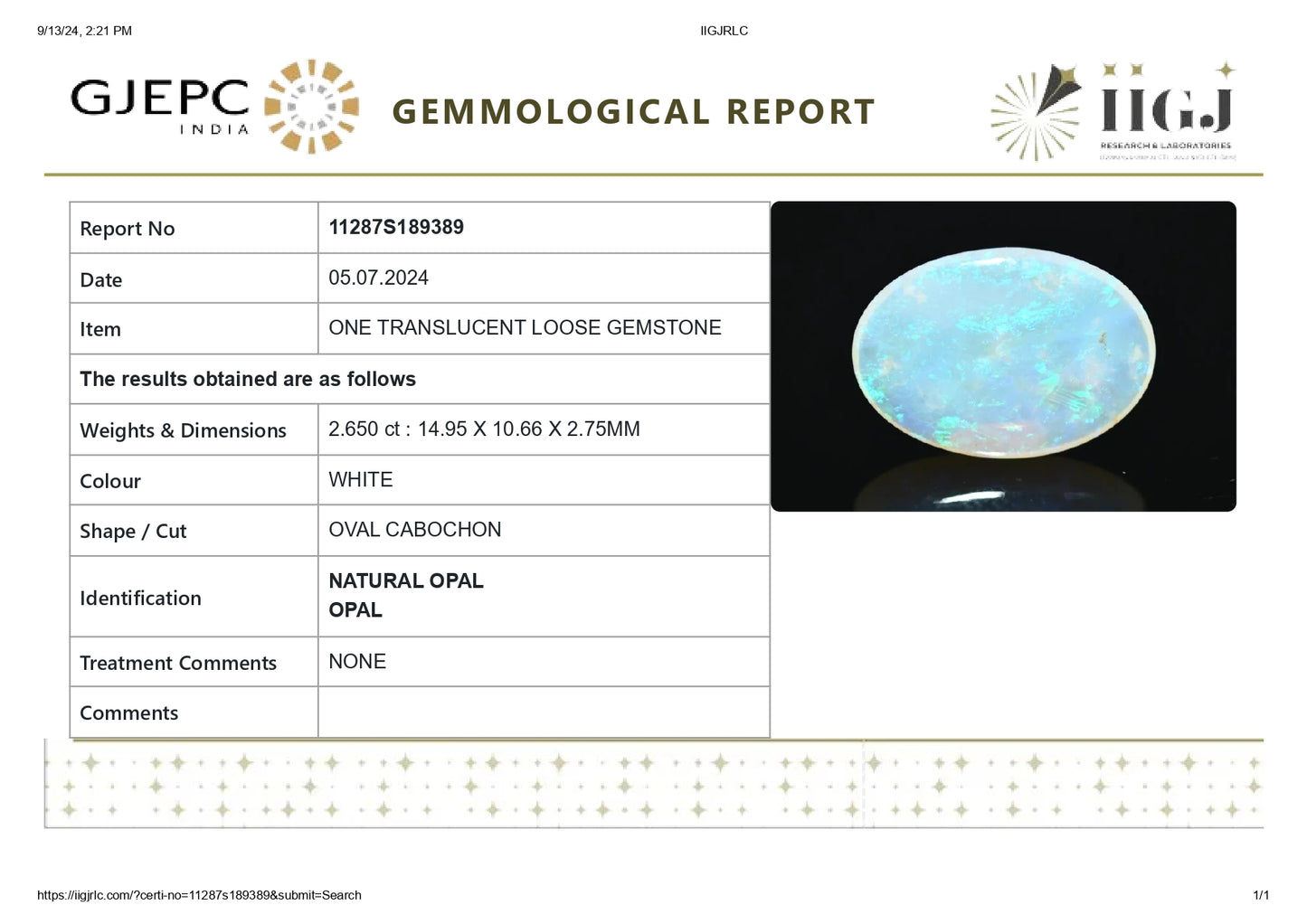 
                    
                      NATURAL OPAL 2.65 CARATS - Media 6
                    
                  