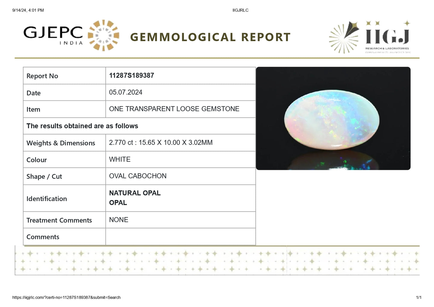 
                    
                      NATURAL OPAL 2.77 CARATS - Media 6
                    
                  