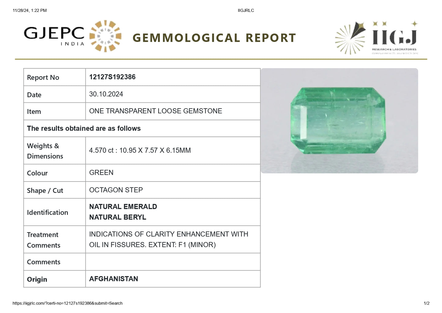 
                    
                      Minor Oil Natural Afganistan Emerald (Panna) 4.57 Carats - Media 5
                    
                  