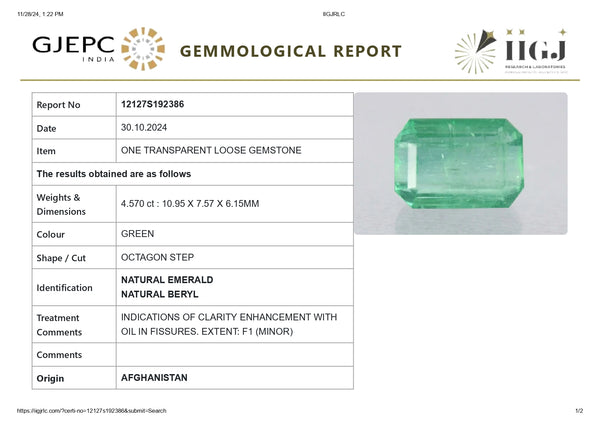 Minor Oil Natural Afganistan Emerald (Panna) 4.57 Carats - Media 5