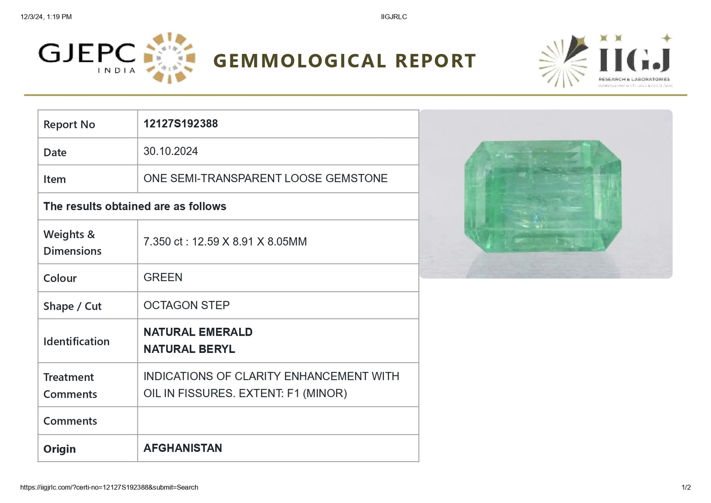 
                    
                      Minor Oil Natural Afganistan Emerald (Panna) 7.35 Carats - Media 6
                    
                  