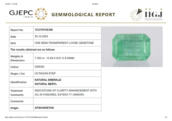 Minor Oil Natural Afganistan Emerald (Panna) 7.35 Carats - Media 6
