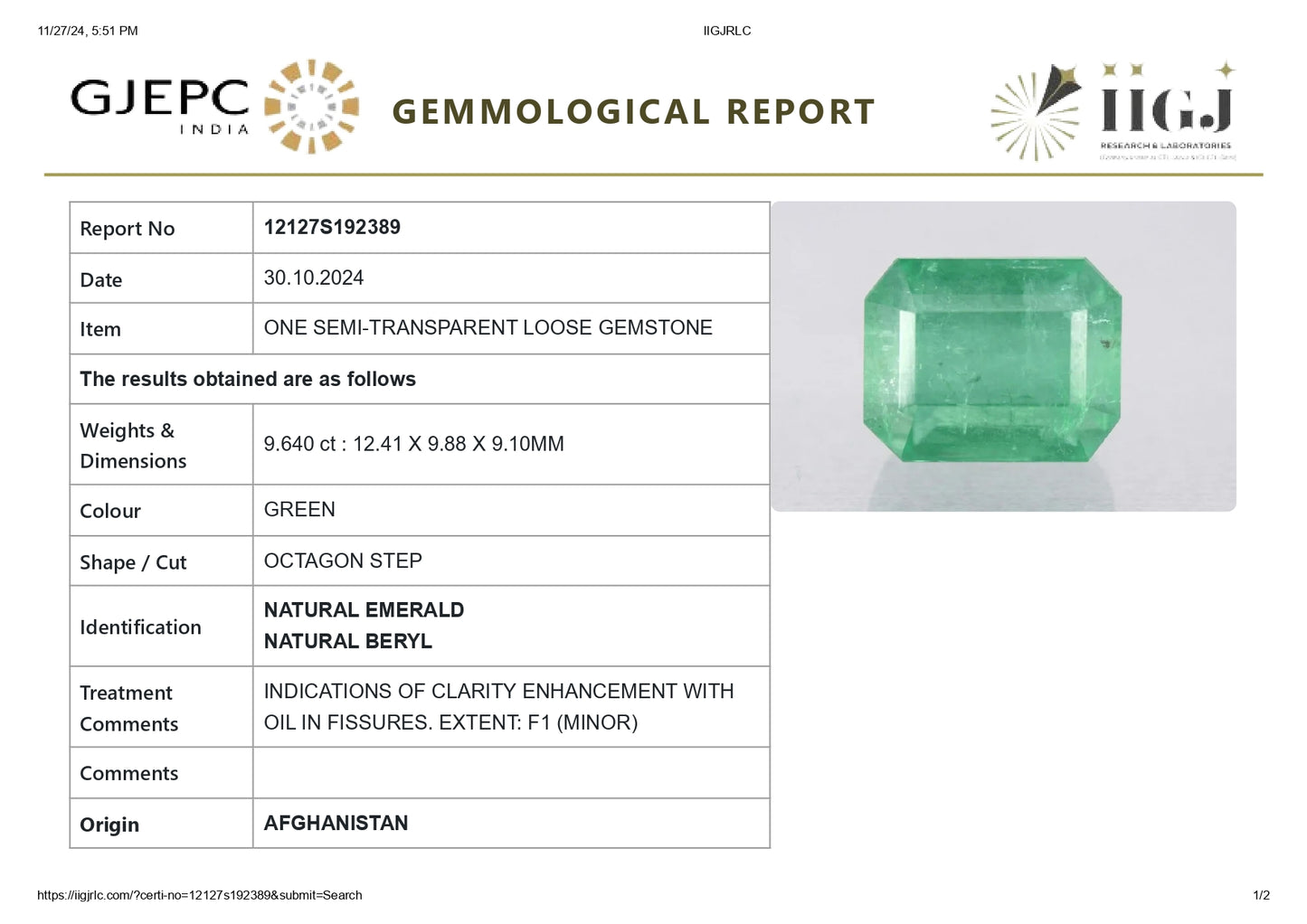 
                    
                      Minor Oil Natural Afganistan Emerald (Panna) 9.64 Carats - Media 6
                    
                  