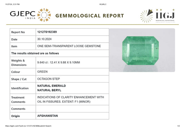 Minor Oil Natural Afganistan Emerald (Panna) 9.64 Carats - Media 6