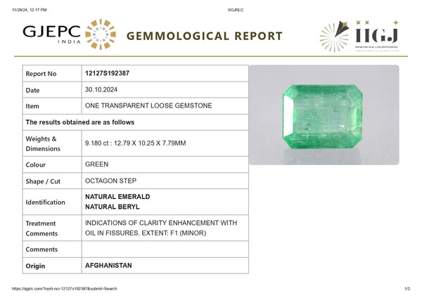 Minor Oil Natural Afganistan Emerald (Panna) 9.18 Carats - Media 6