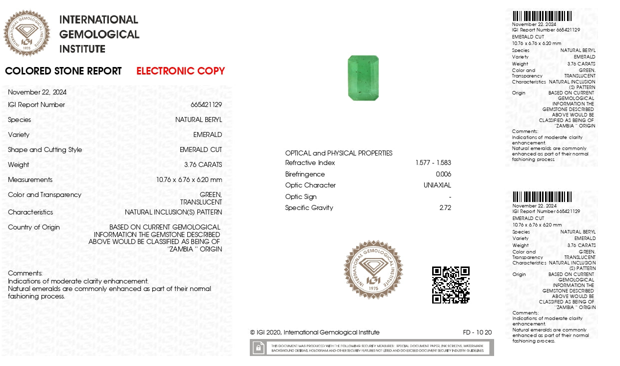 
                    
                      Natural Zambian Emerald (Panna) 3.76 Carats - Media 6
                    
                  