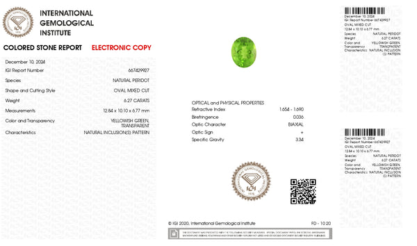 NATURAL PERIDOT 6.27 CARATS - Media 6