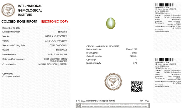 NATURAL CAT'S EYE (Lehsuniya) 4.03 Carats - Media 6