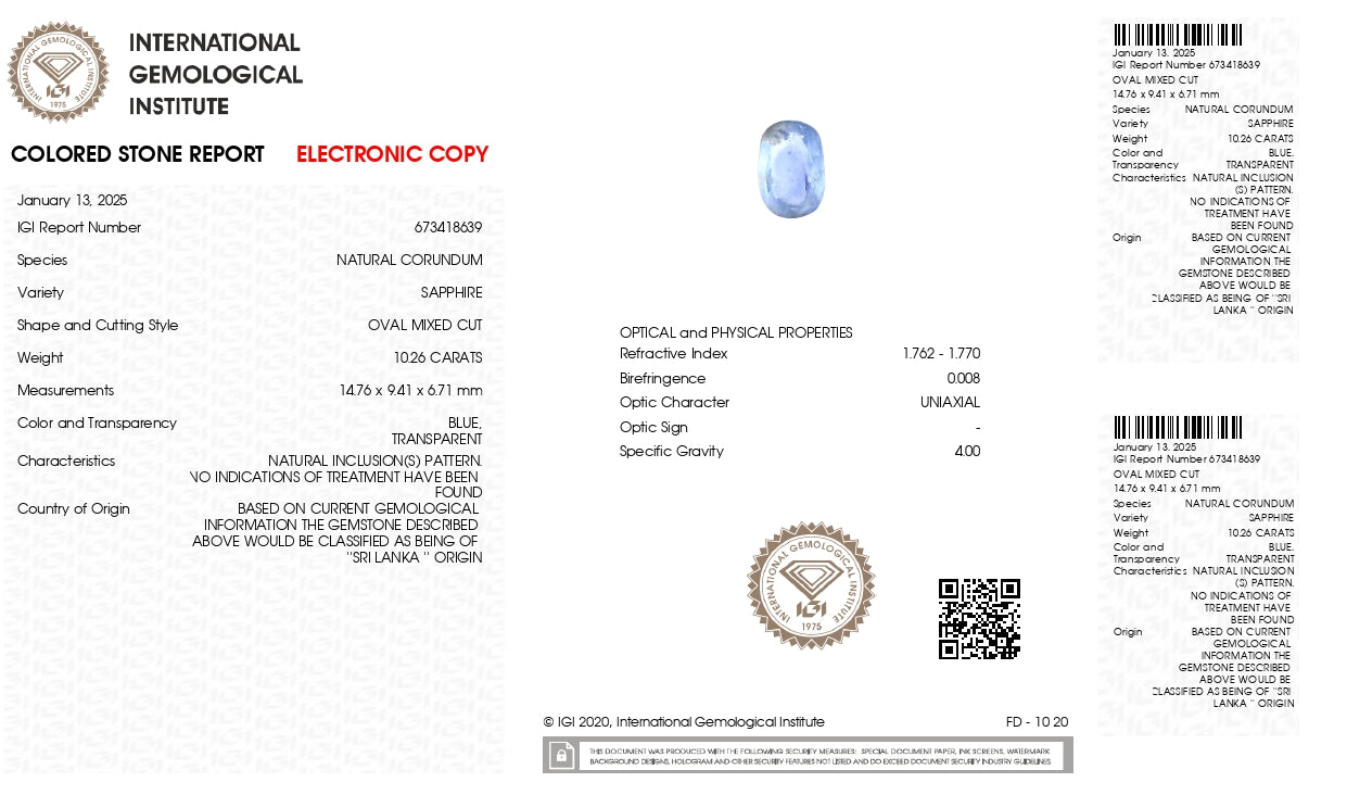 
                    
                      Natural Blue Sapphire (Neelam) 10.26 Carats - Media 6
                    
                  