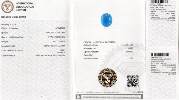 NATURAL TURQUOISE (FIROZA) 18.11 CARATS - Media 6