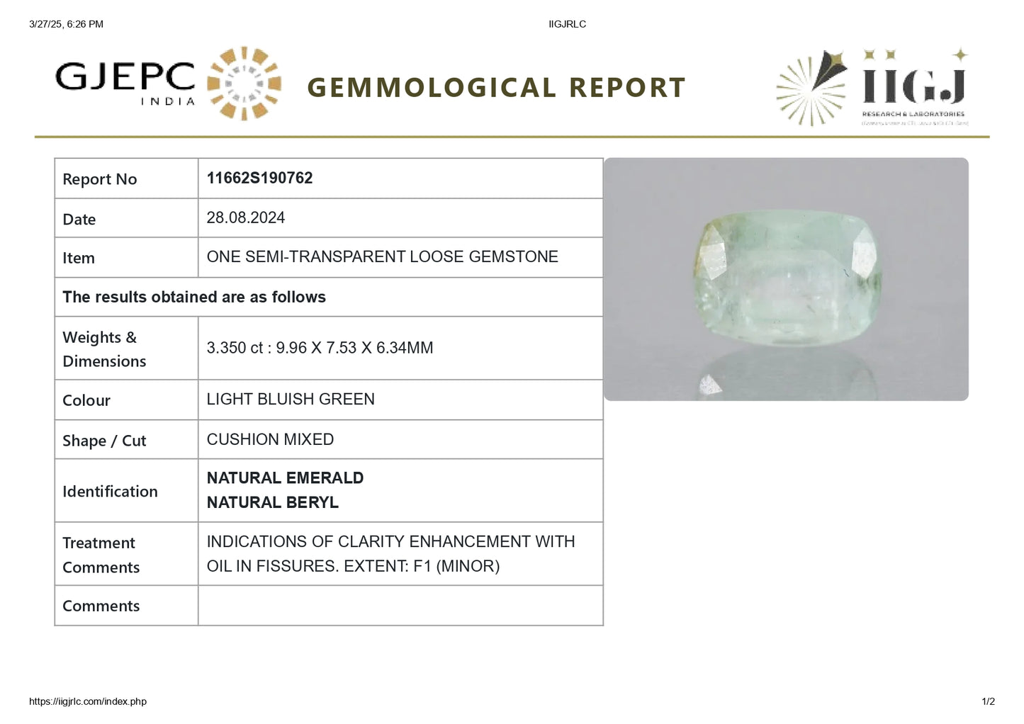 
                    
                      Natural Columbian Emerald (Panna) 3.35 Carats - Media 6
                    
                  