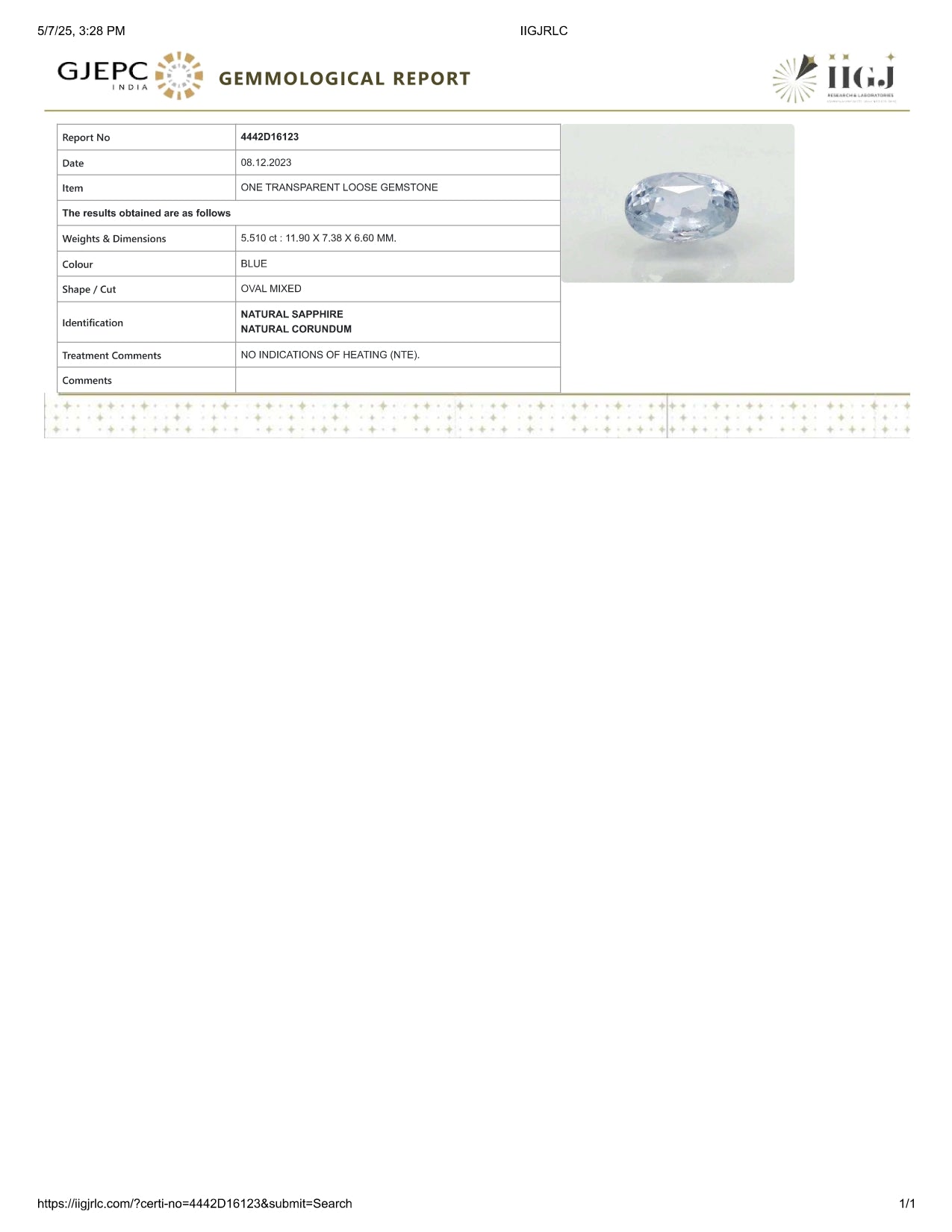 
                    
                      Natural Blue Sapphire (Neelam) 5.51 Carats - Media 6
                    
                  