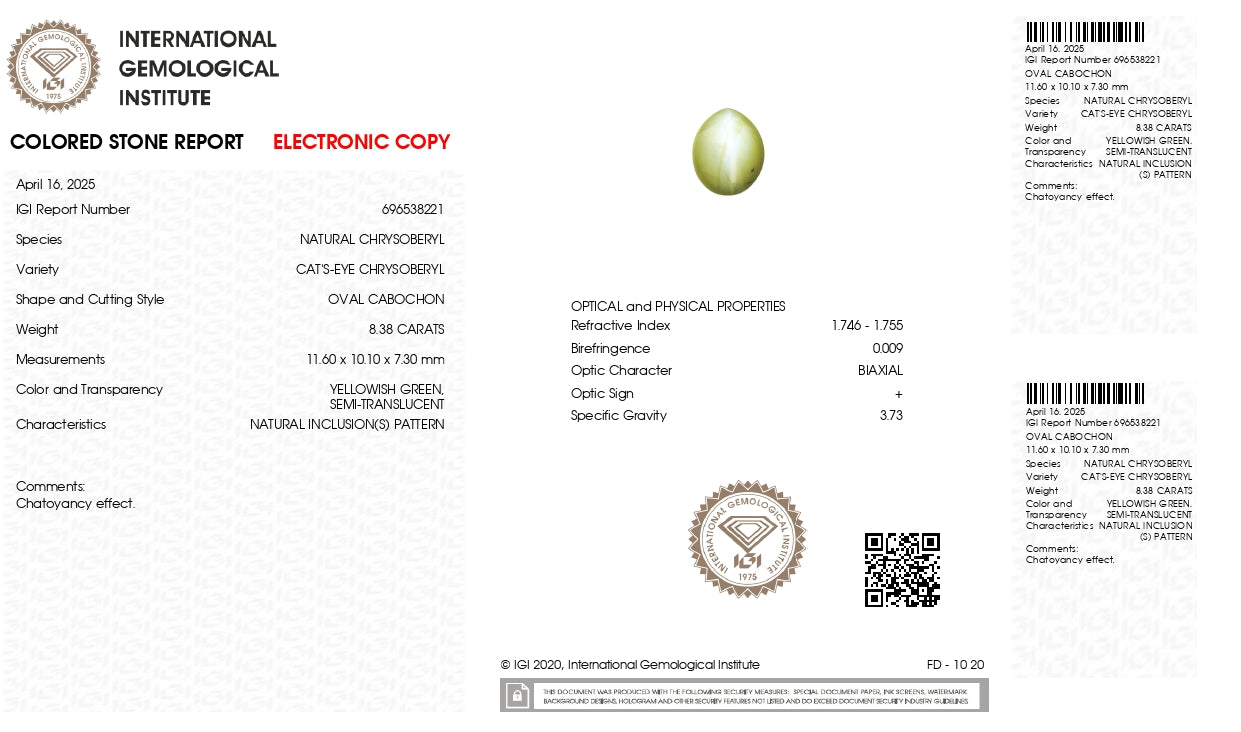 
                    
                      NATURAL CAT'S EYE (Lehsuniya) 8.38 CARATS - Media 7
                    
                  