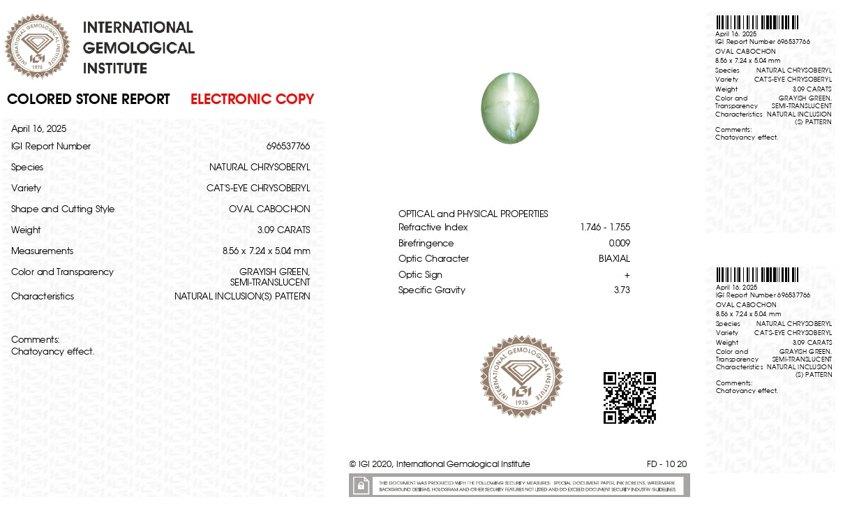 
                    
                      NATURAL CAT'S EYE (Lehsuniya) 3.09 CARATS - Media 7
                    
                  