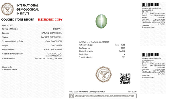 NATURAL CAT'S EYE (Lehsuniya) 3.09 CARATS - Media 7