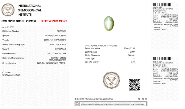 NATURAL CAT'S EYE (Lehsuniya) 7.22 CARATS - Media 7