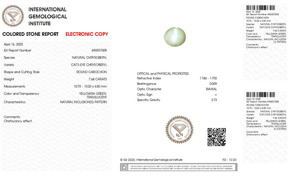 NATURAL CAT'S EYE (Lehsuniya) 7.64 CARATS - Media 7