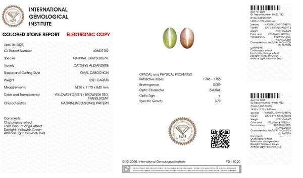 NATURAL CAT'S EYE (Lehsuniya) 12.01 CARATS - Media 7