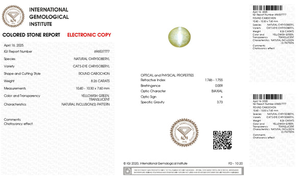 NATURAL CAT'S EYE (Lehsuniya) 8.26 CARATS - Media 7