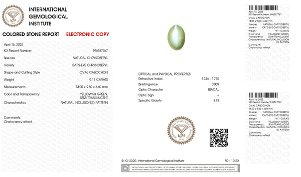NATURAL CAT'S EYE (Lehsuniya) 9.11 CARATS - Media 7