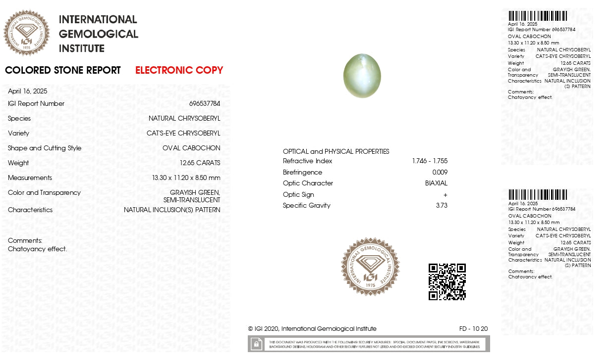
                    
                      NATURAL CAT'S EYE (Lehsuniya) 12.65 CARATS - Media 7
                    
                  