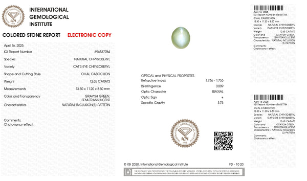 NATURAL CAT'S EYE (Lehsuniya) 12.65 CARATS - Media 7