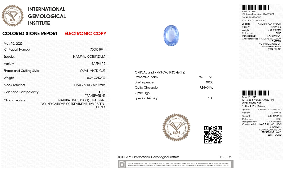 
                    
                      Natural Blue Sapphire (Neelam) 6.49 Carats - Media 7
                    
                  