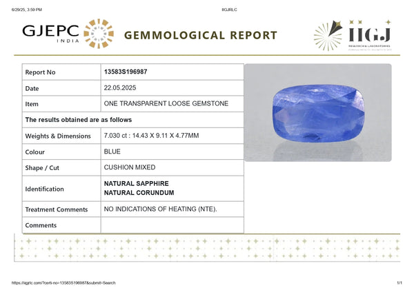 Natural Blue Sapphire (Neelam) 7.03 Carats - Media 7