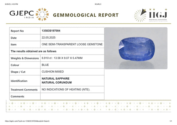 Natural Blue Sapphire (Neelam) 6.91 Carats - Media 7
