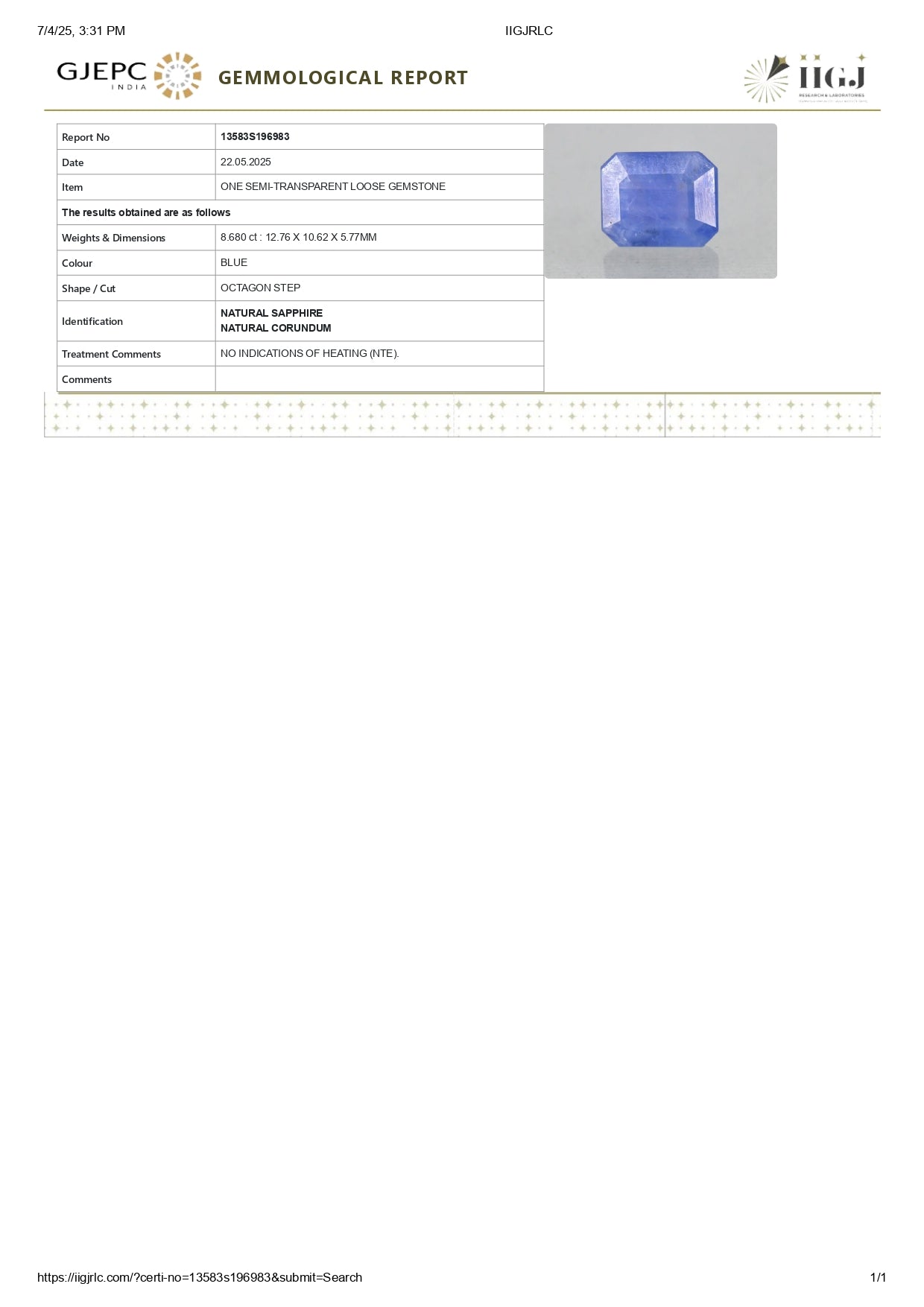 
                    
                      Natural Blue Sapphire (Neelam) 8.68 Carats - Media 7
                    
                  